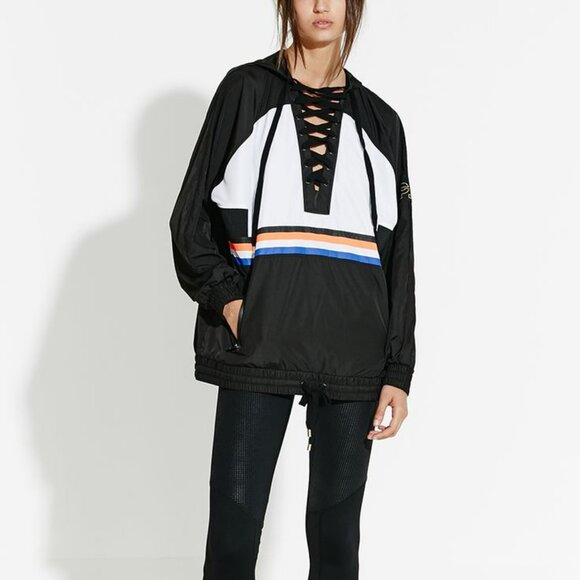 P.E Nation Race Ready Jacket Women’s S Half Lace Up Pull Over Hood Windbreaker - Picture 1 of 16